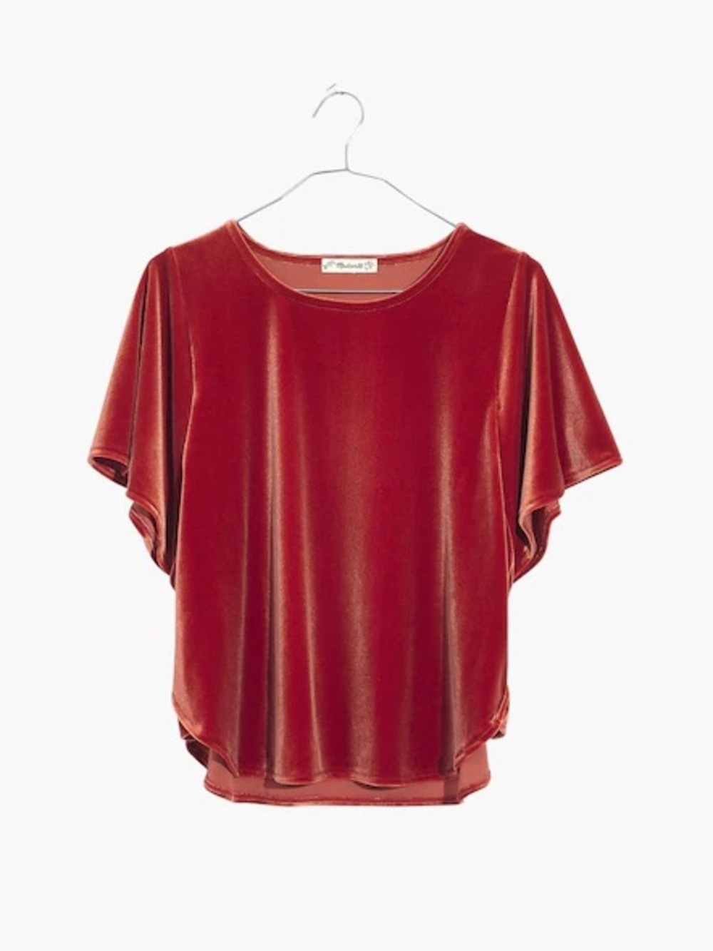 Madewell Velvet Short-Sleeve Top - Rust Red